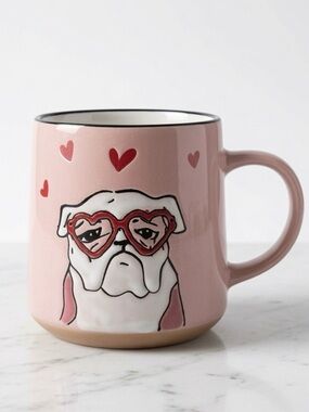 Spectrum Designz Pink Bulldog Mug Heart Glasses Valentine Red Inside